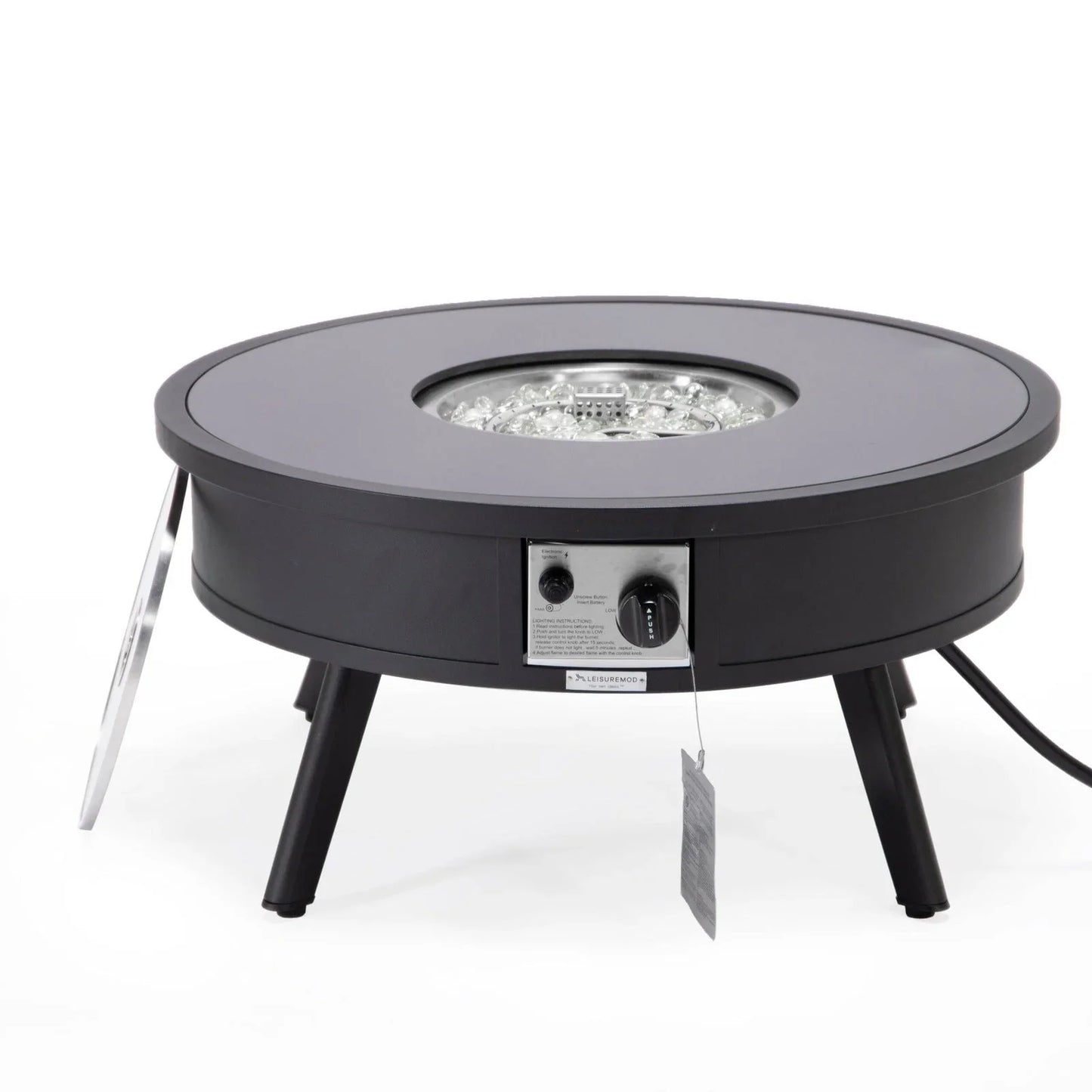 Walbrooke Modern Outdoor Round Fire Pit Table with Powder-Coated Aliuminum Frame - Elax Furniture