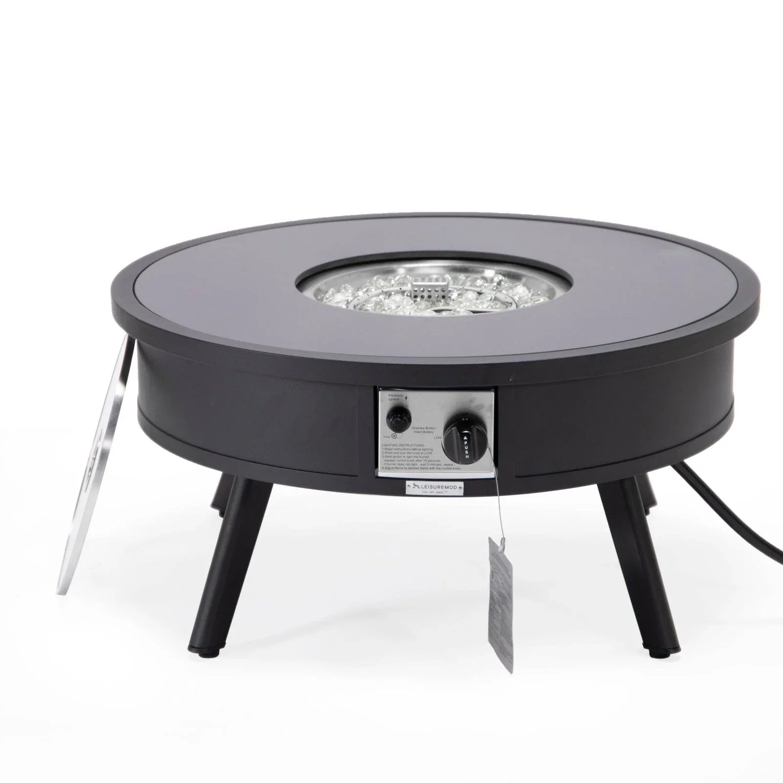 Walbrooke Modern Outdoor Round Fire Pit Table with Powder-Coated Aliuminum Frame - Elax Furniture
