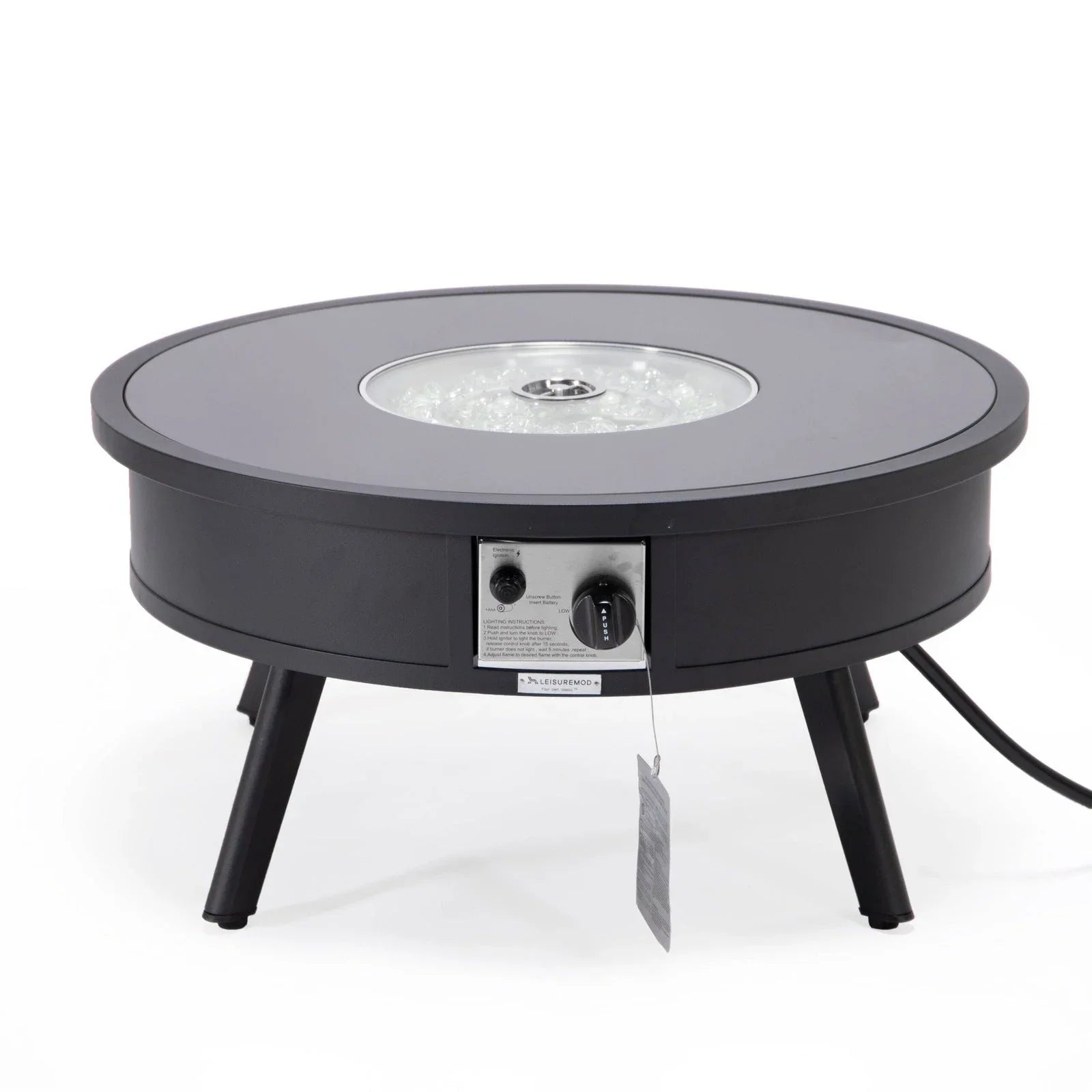 Walbrooke Modern Outdoor Round Fire Pit Table with Powder-Coated Aliuminum Frame - Elax Furniture