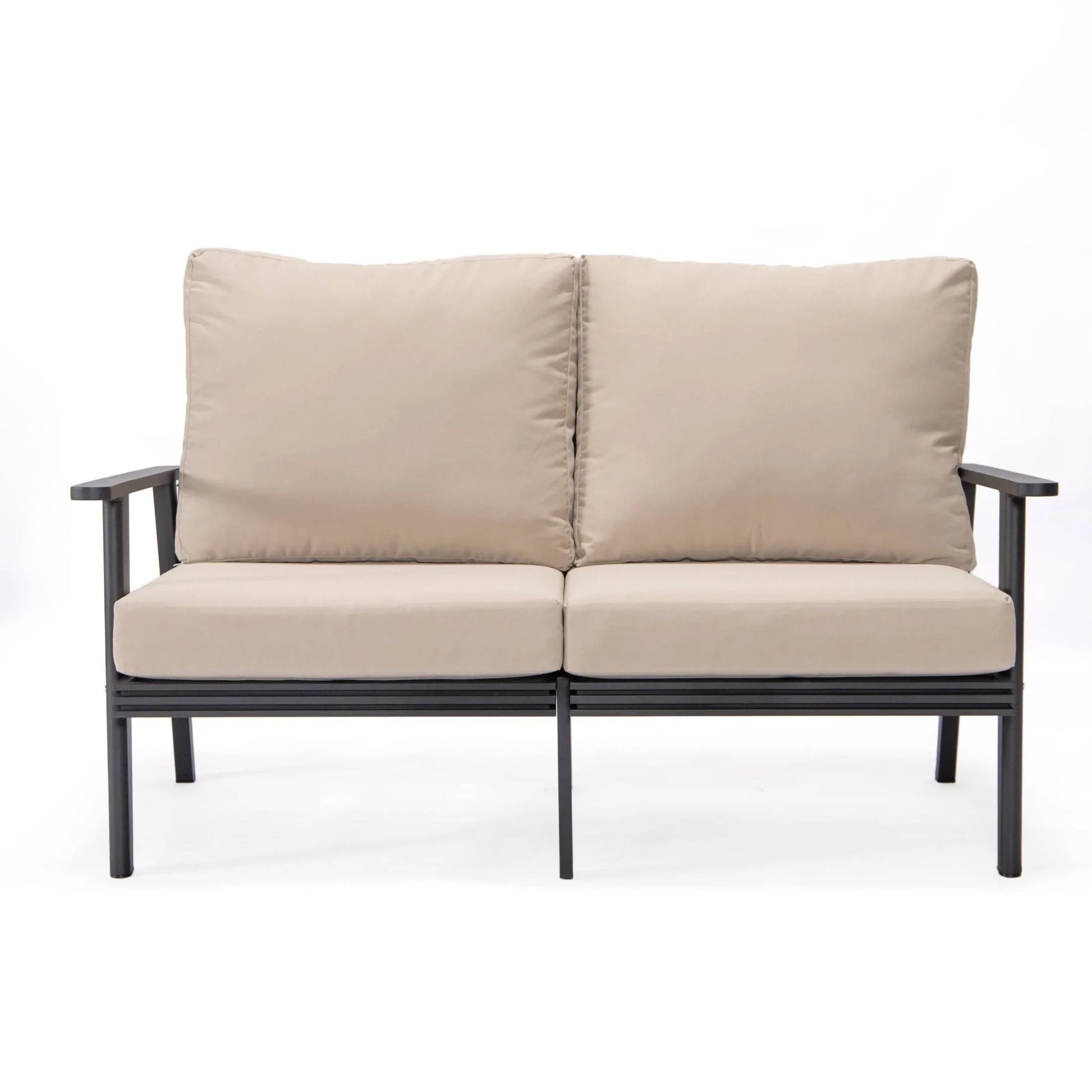 Walbrooke Modern Outdoor Patio Loveseat with Black Aluminum Frame and Removable Cushions - Elax Furniture
