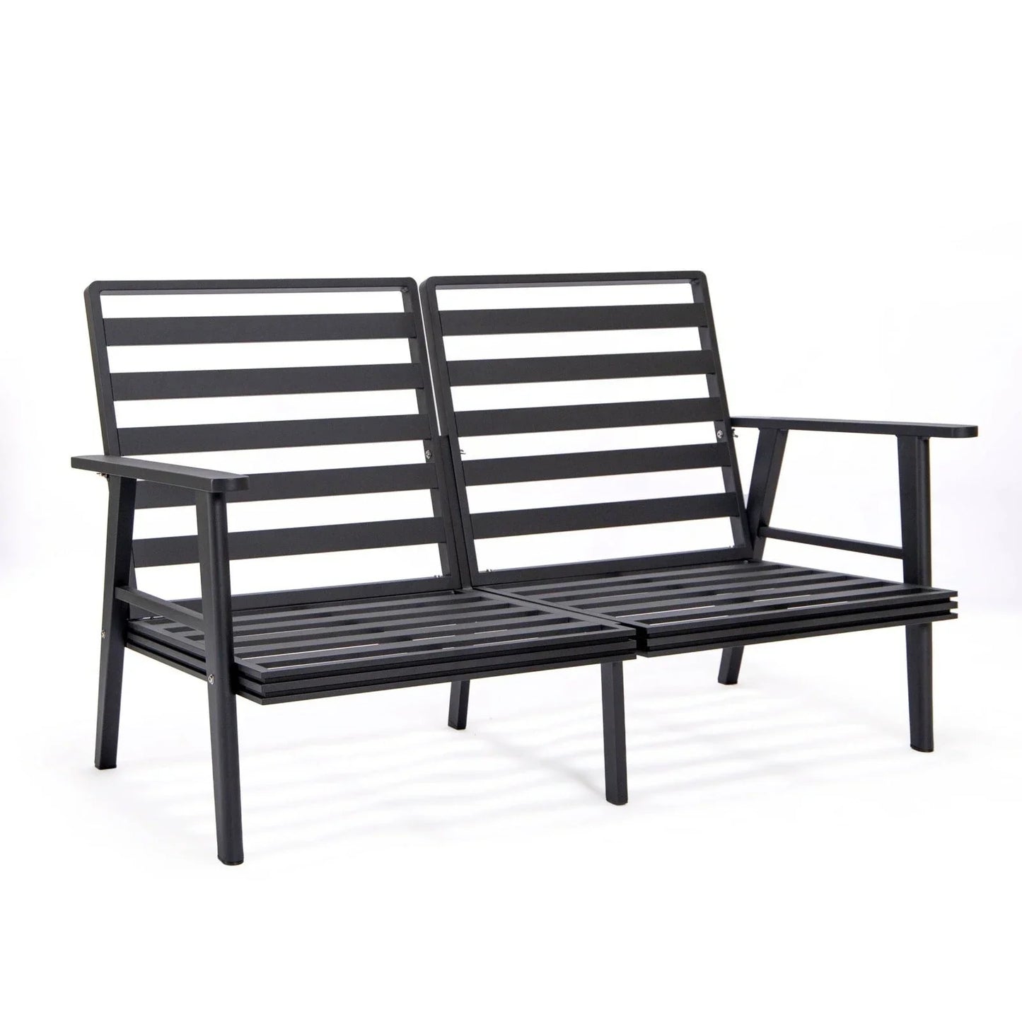 Walbrooke Modern Outdoor Patio Loveseat with Black Aluminum Frame and Removable Cushions - Elax Furniture