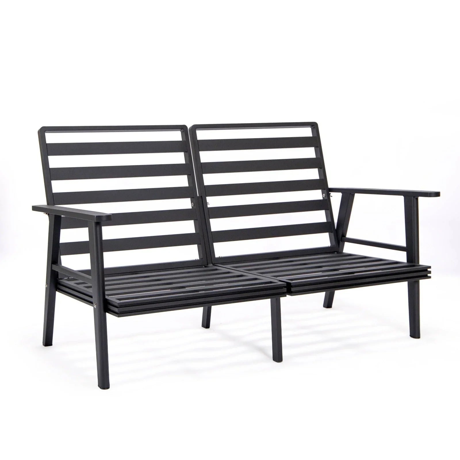 Walbrooke Modern Outdoor Patio Loveseat with Black Aluminum Frame and Removable Cushions - Elax Furniture