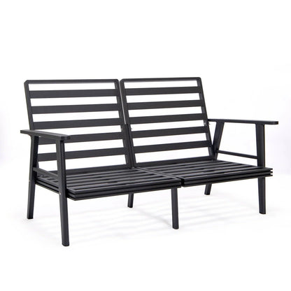 Walbrooke Modern Outdoor Patio Loveseat with Black Aluminum Frame and Removable Cushions - Elax Furniture