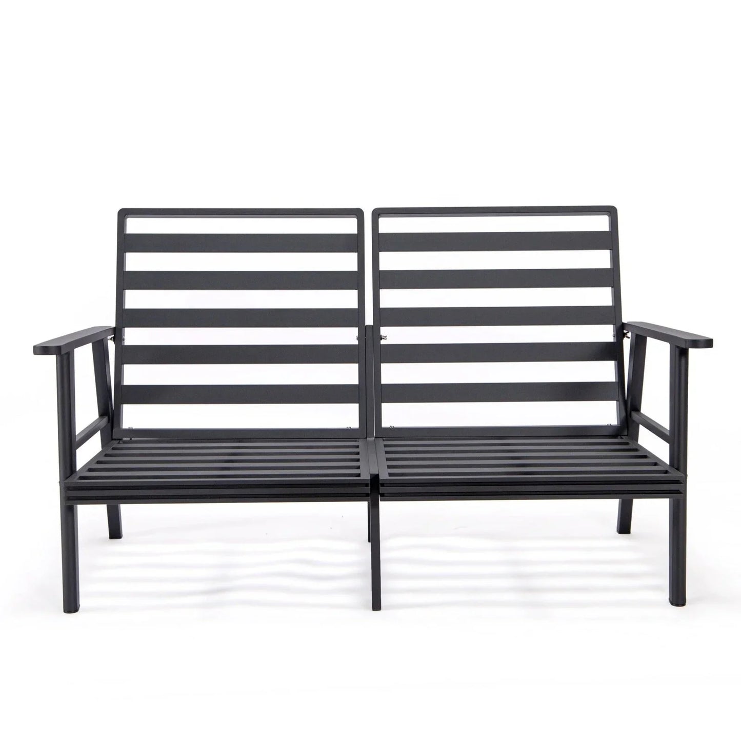 Walbrooke Modern Outdoor Patio Loveseat with Black Aluminum Frame and Removable Cushions - Elax Furniture