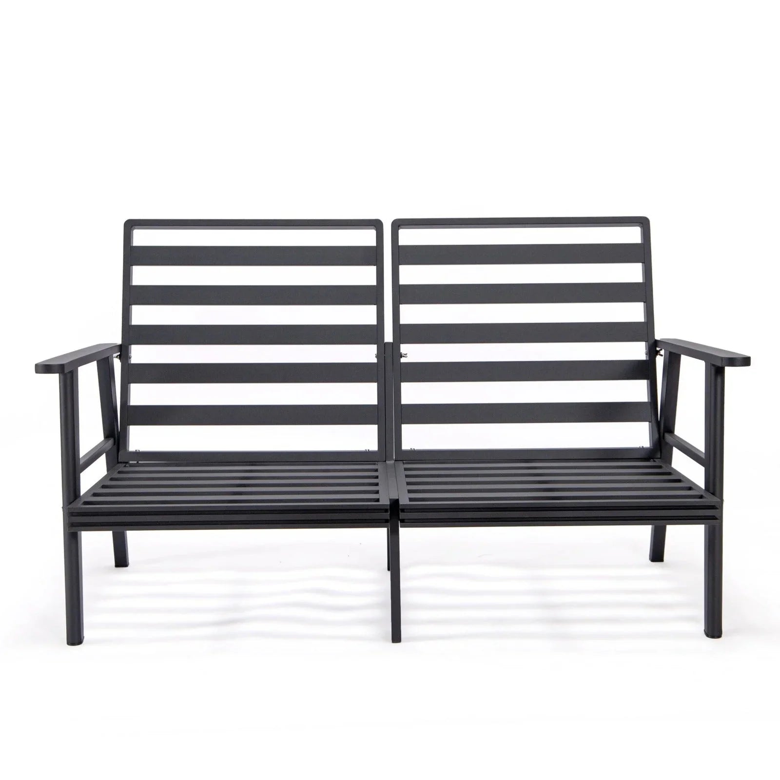 Walbrooke Modern Outdoor Patio Loveseat with Black Aluminum Frame and Removable Cushions - Elax Furniture