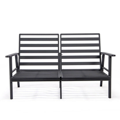 Walbrooke Modern Outdoor Patio Loveseat with Black Aluminum Frame and Removable Cushions - Elax Furniture