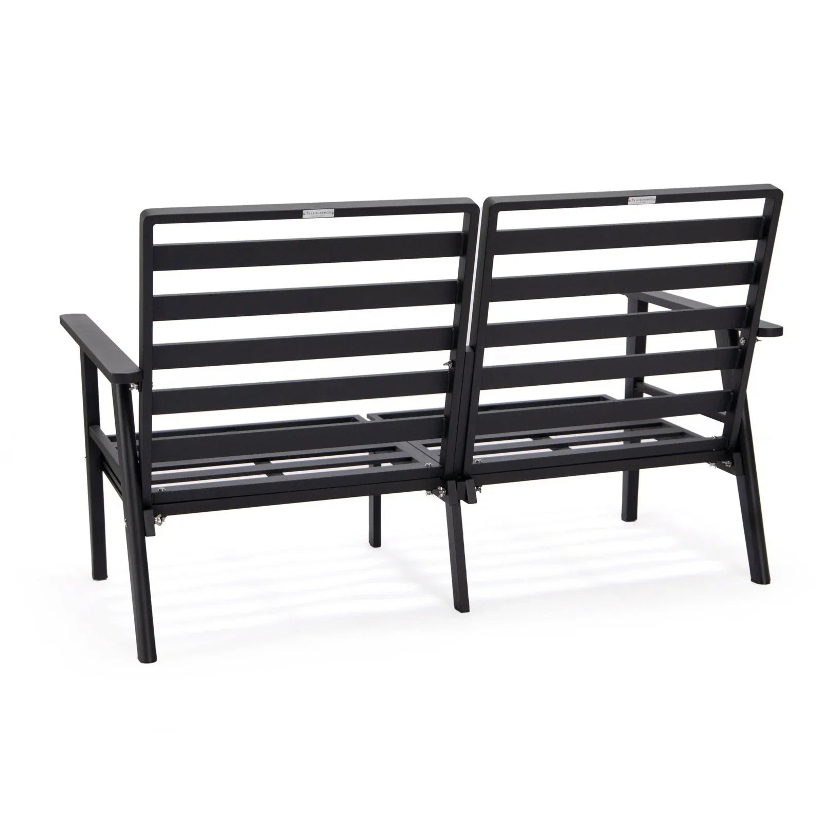 Walbrooke Modern Outdoor Patio Loveseat with Black Aluminum Frame and Removable Cushions - Elax Furniture