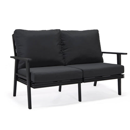 Walbrooke Modern Outdoor Patio Loveseat with Black Aluminum Frame and Removable Cushions - Elax Furniture