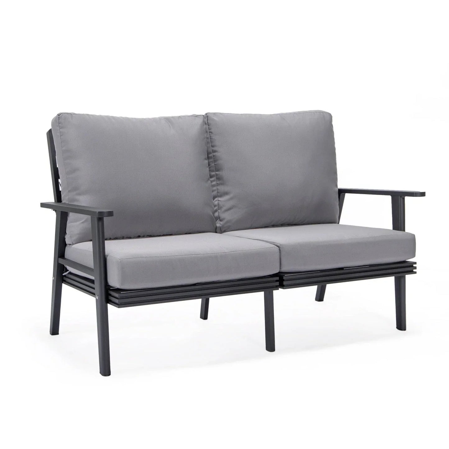 Walbrooke Modern Outdoor Patio Loveseat with Black Aluminum Frame and Removable Cushions - Elax Furniture