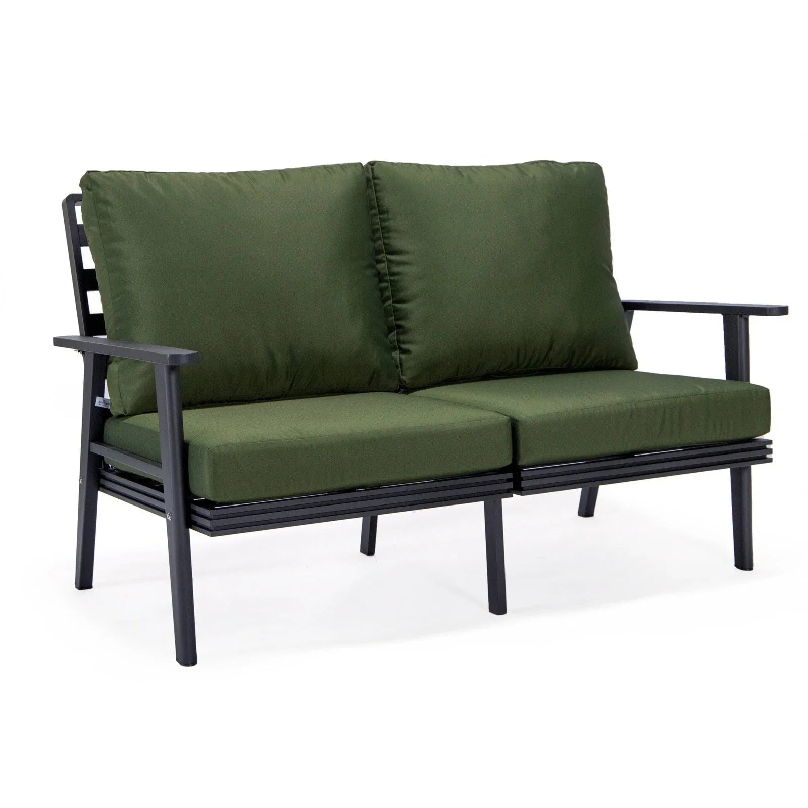 Walbrooke Modern Outdoor Patio Loveseat with Black Aluminum Frame and Removable Cushions - Elax Furniture