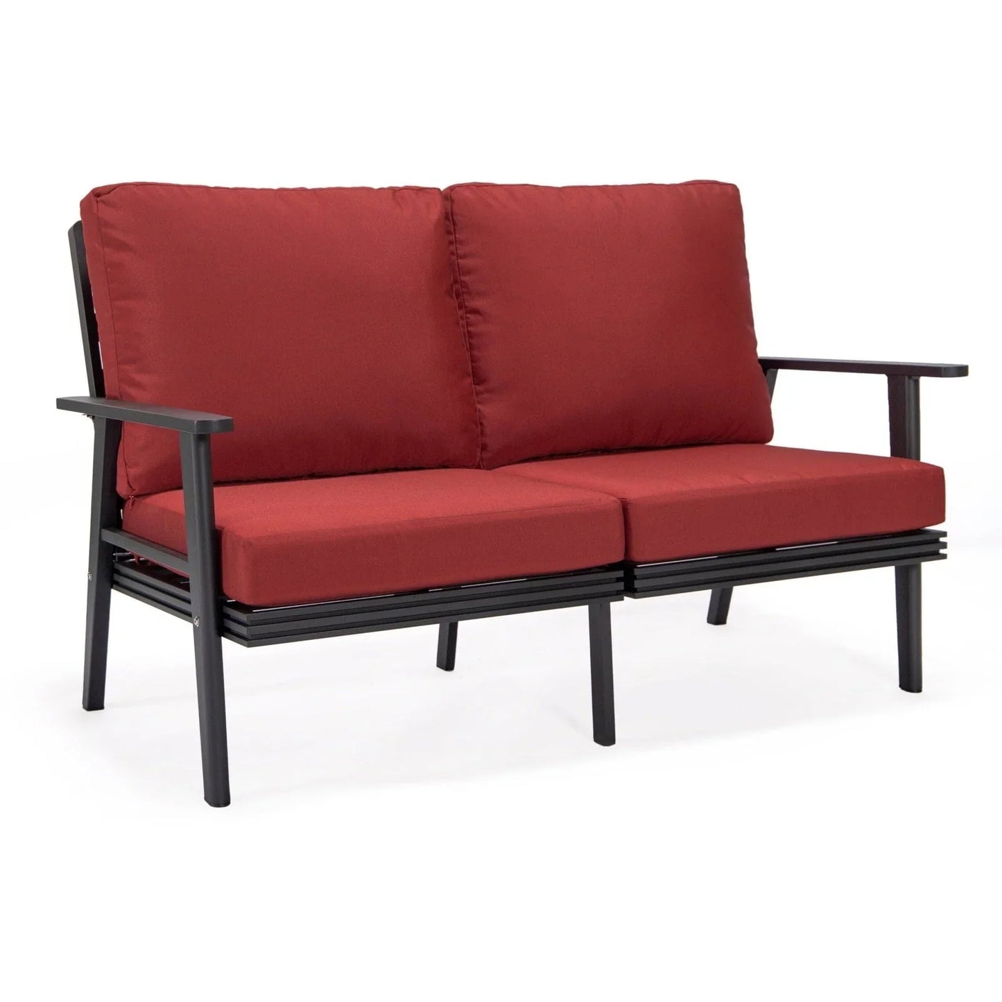Walbrooke Modern Outdoor Patio Loveseat with Black Aluminum Frame and Removable Cushions - Elax Furniture