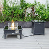 Walbrooke Outdoor Patio Square Fire Pit and Tank Holder with Slats Design