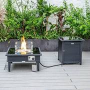 Walbrooke Outdoor Patio Square Fire Pit and Tank Holder with Slats Design - Elax Furniture