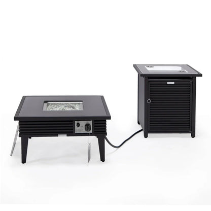 Walbrooke Outdoor Patio Square Fire Pit and Tank Holder with Slats Design - Elax Furniture