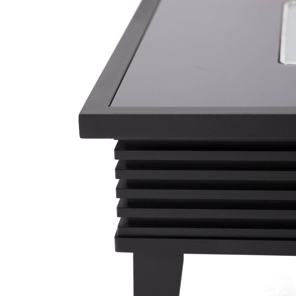 Walbrooke Modern Outdoor Square Fire Pit Table with Powder-Coated Aliuminum Frame and Slats Design - Elax Furniture
