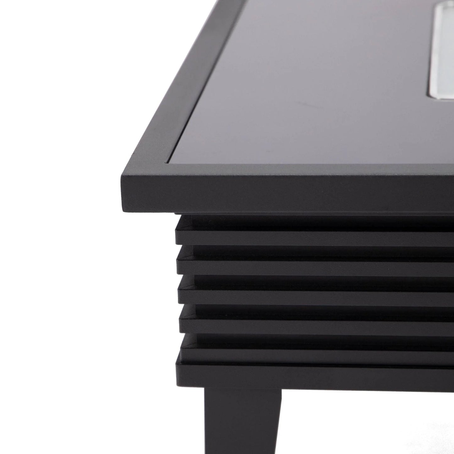 Walbrooke Modern Outdoor Square Fire Pit Table with Powder-Coated Aliuminum Frame and Slats Design - Elax Furniture