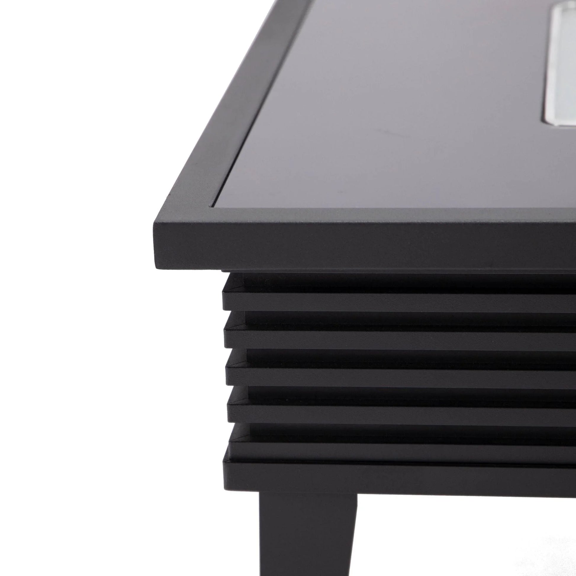 Walbrooke Modern Outdoor Square Fire Pit Table with Powder-Coated Aliuminum Frame and Slats Design - Elax Furniture