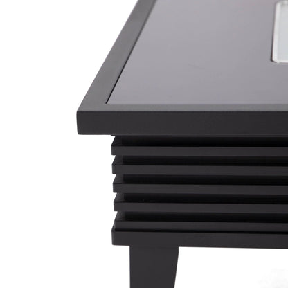 Walbrooke Modern Outdoor Square Fire Pit Table with Powder-Coated Aliuminum Frame and Slats Design - Elax Furniture