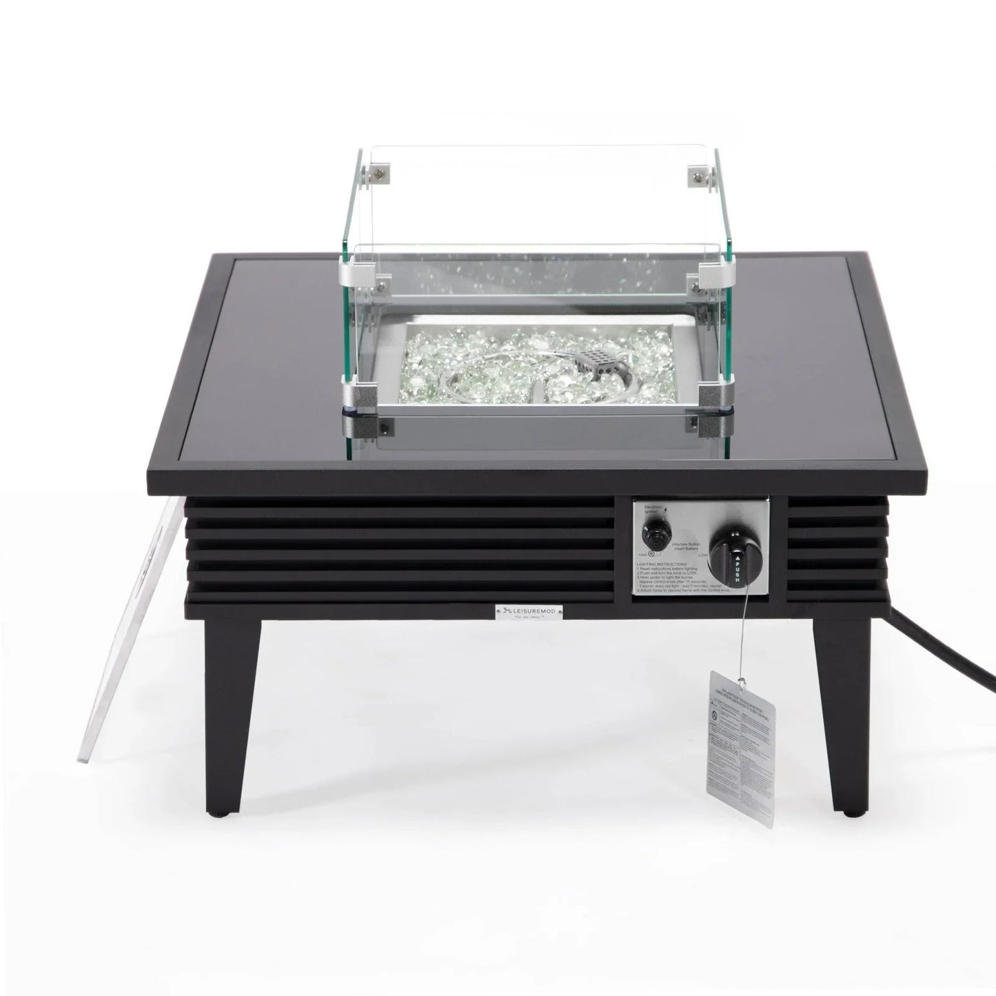 Walbrooke Modern Outdoor Square Fire Pit Table with Powder-Coated Aliuminum Frame and Slats Design - Elax Furniture