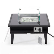 Walbrooke Modern Outdoor Square Fire Pit Table with Powder-Coated Aliuminum Frame and Slats Design - Elax Furniture