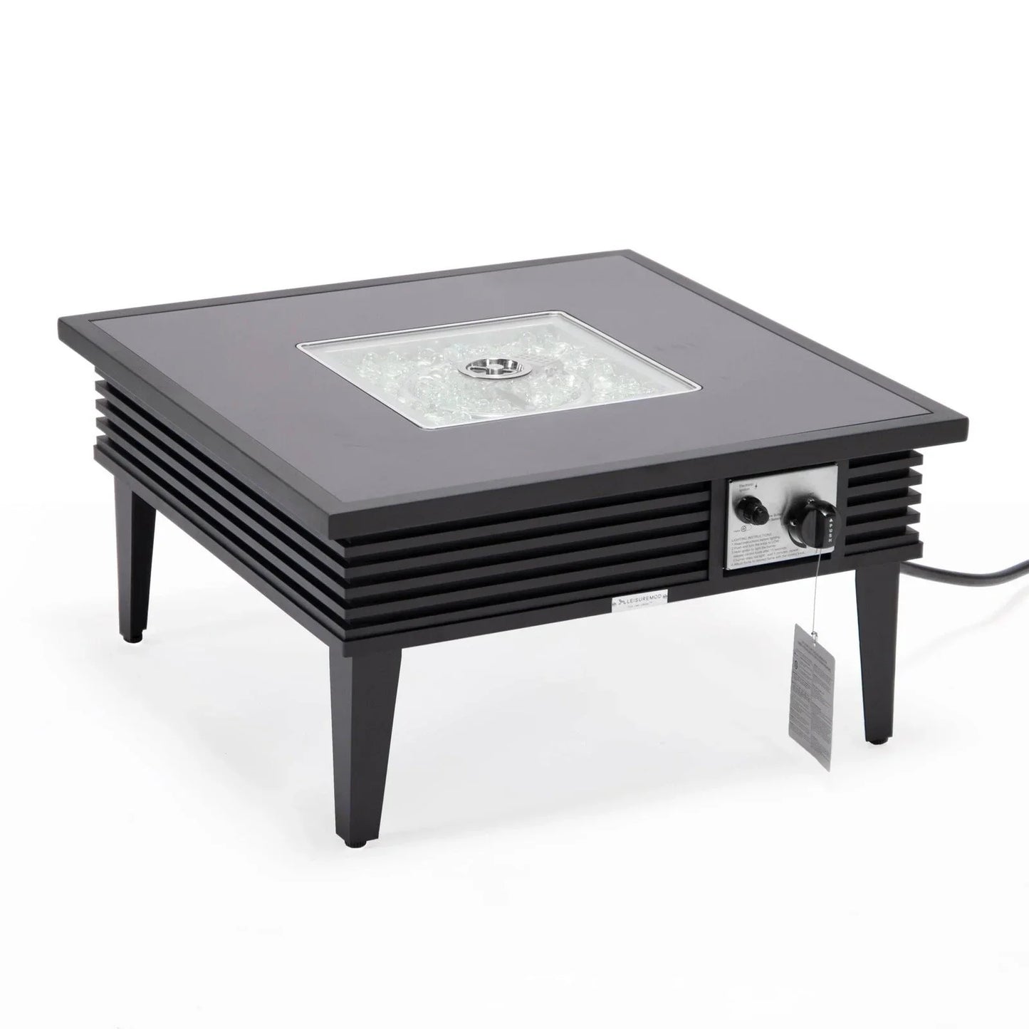 Walbrooke Modern Outdoor Square Fire Pit Table with Powder-Coated Aliuminum Frame and Slats Design - Elax Furniture