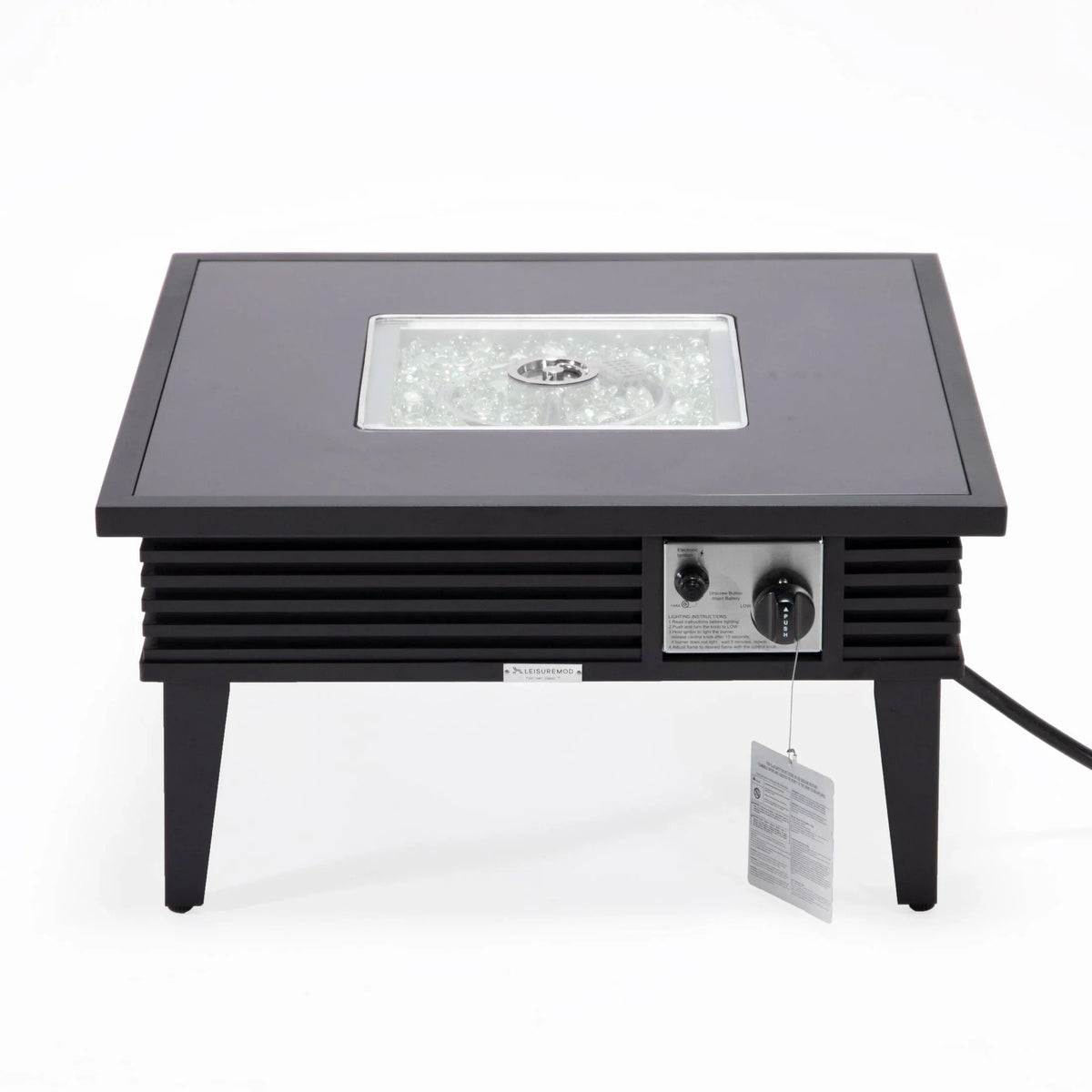 Walbrooke Modern Outdoor Square Fire Pit Table with Powder-Coated Aliuminum Frame and Slats Design - Elax Furniture