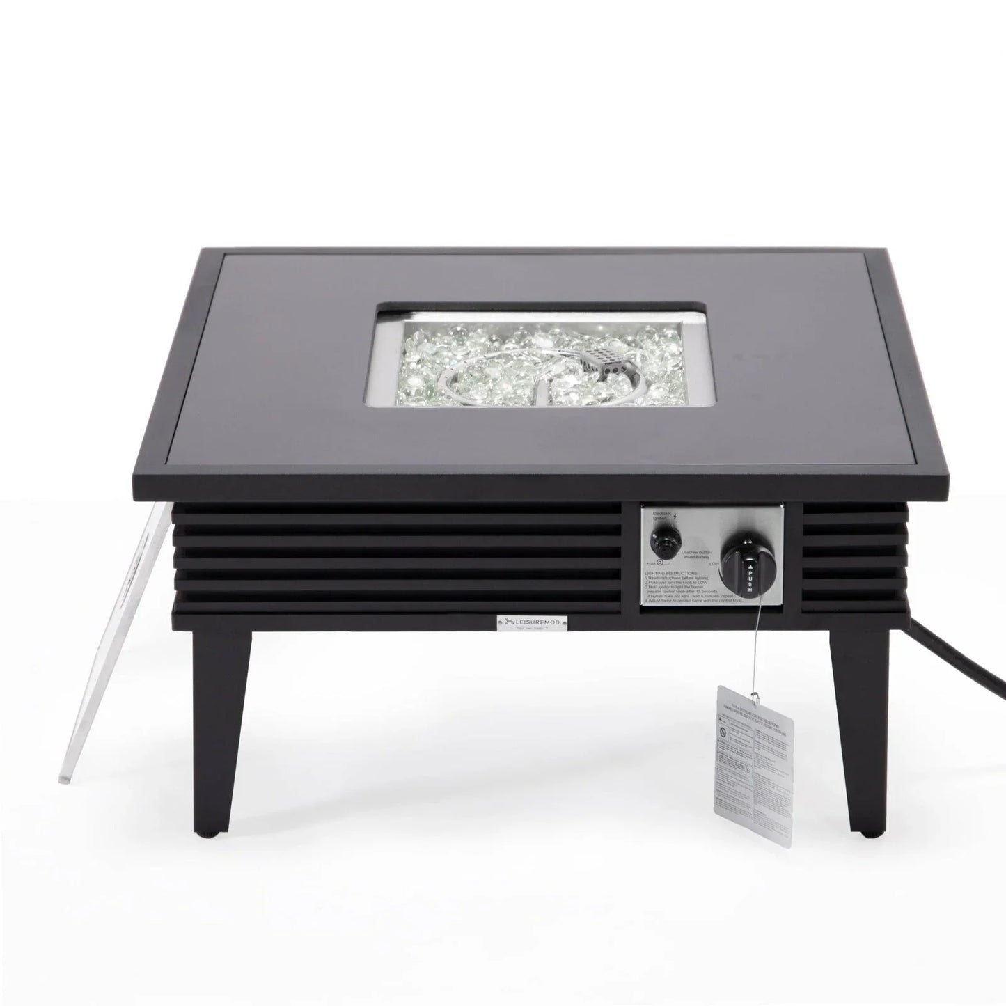 Walbrooke Modern Outdoor Square Fire Pit Table with Powder-Coated Aliuminum Frame and Slats Design - Elax Furniture