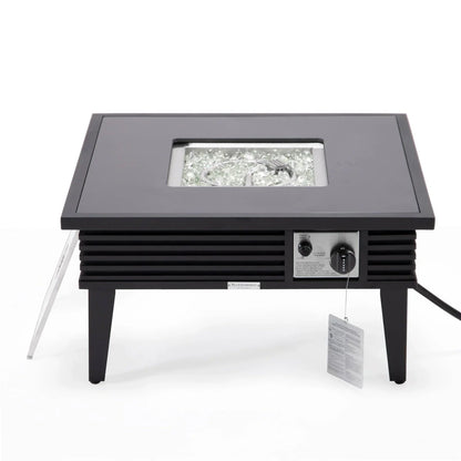 Walbrooke Modern Outdoor Square Fire Pit Table with Powder-Coated Aliuminum Frame and Slats Design - Elax Furniture