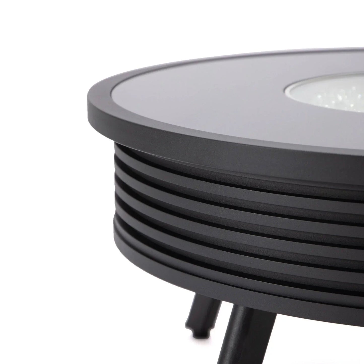 Walbrooke Modern Outdoor Round Fire Pit Table with Powder-Coated Aliuminum Frame and Slats Design - Elax Furniture