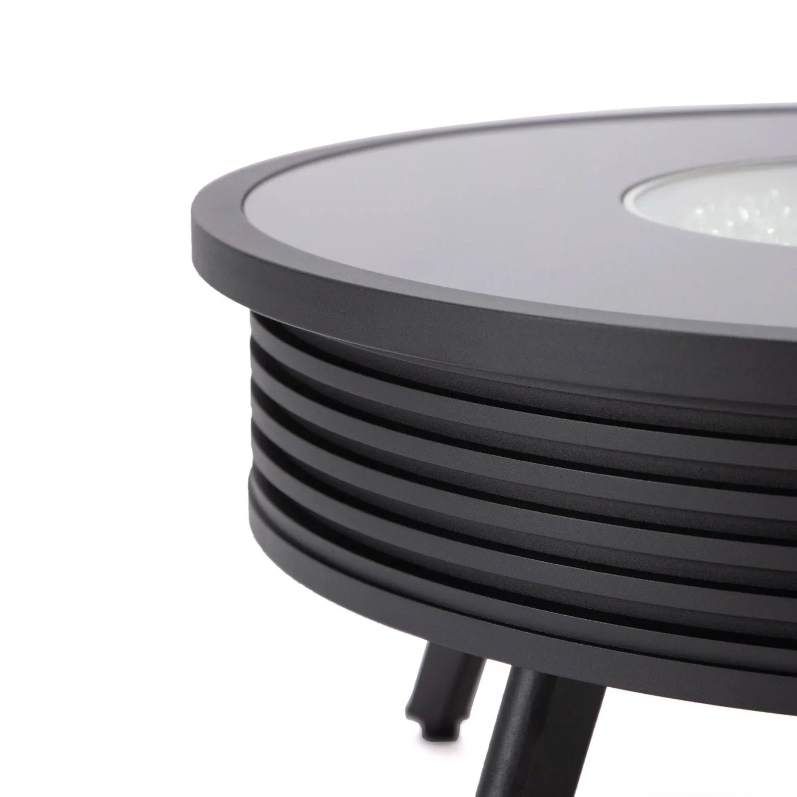 Walbrooke Modern Outdoor Round Fire Pit Table with Powder-Coated Aliuminum Frame and Slats Design - Elax Furniture