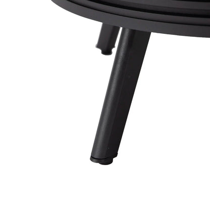 Walbrooke Modern Outdoor Round Fire Pit Table with Powder-Coated Aliuminum Frame and Slats Design - Elax Furniture