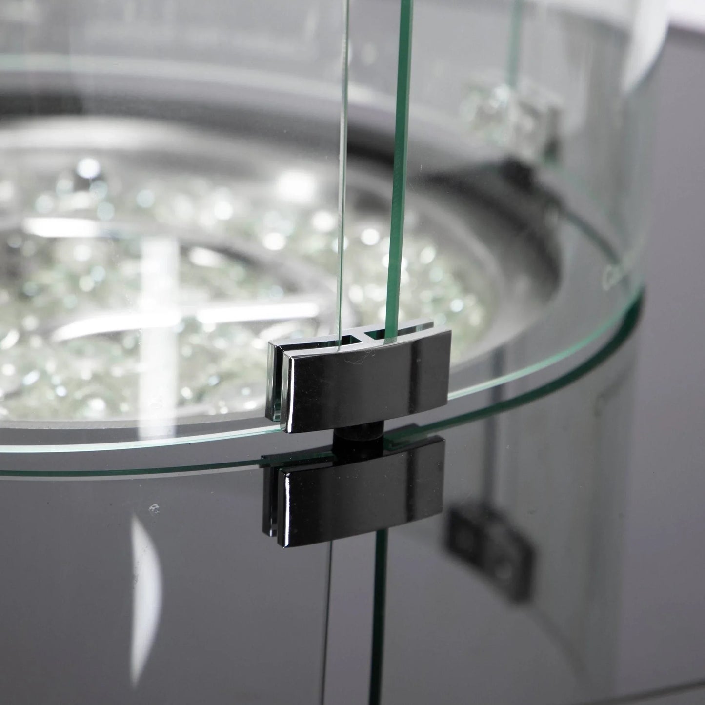 Walbrooke Modern Outdoor Round Fire Pit Table with Powder-Coated Aliuminum Frame and Slats Design - Elax Furniture