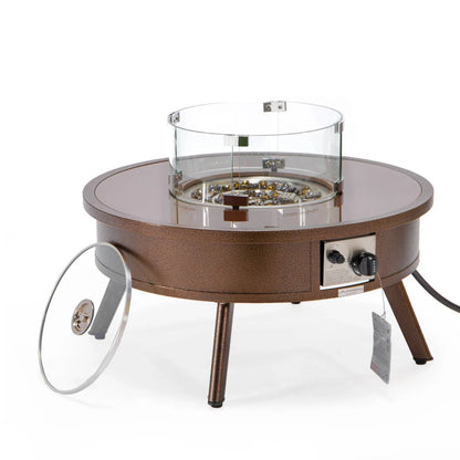 Walbrooke Modern Outdoor Round Fire Pit Table with Powder-Coated Aliuminum Frame - Elax Furniture