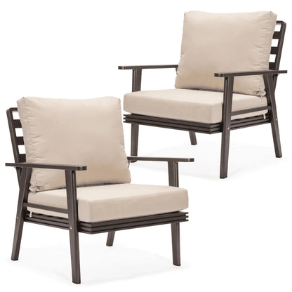 Walbrooke Modern Brown Patio Arm Chair, Set of 2 - Elax Furniture