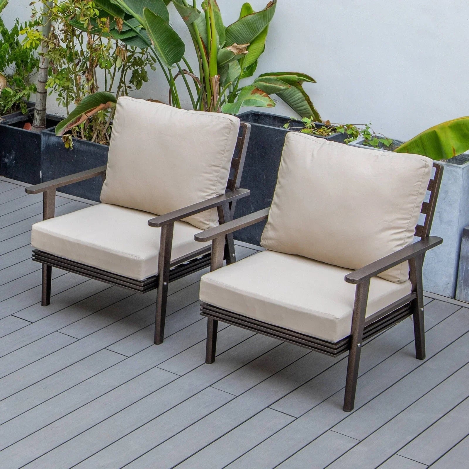 Walbrooke Modern Brown Patio Arm Chair, Set of 2 - Elax Furniture