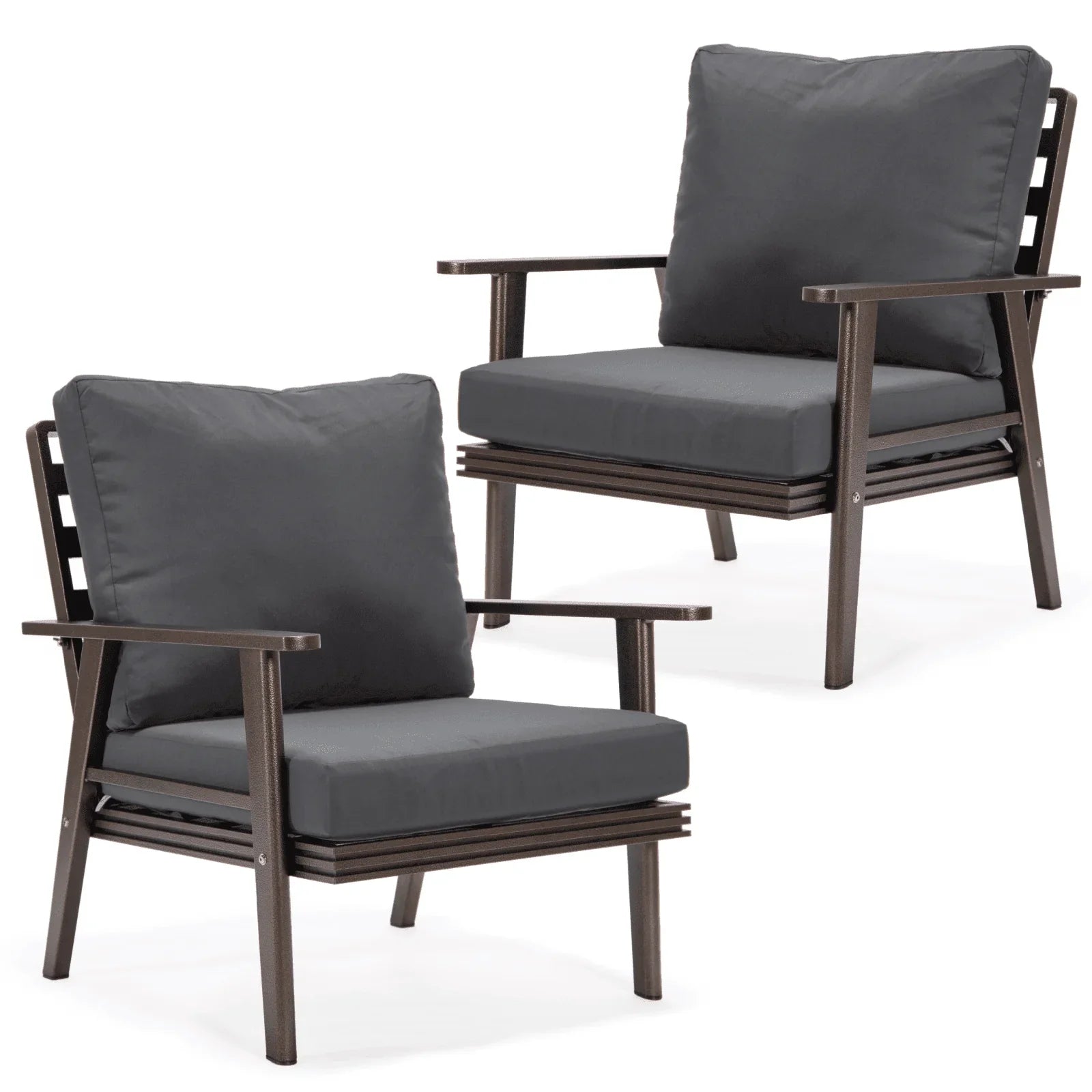 Walbrooke Modern Brown Patio Arm Chair, Set of 2 - Elax Furniture