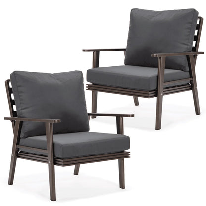 Walbrooke Modern Brown Patio Arm Chair, Set of 2 - Elax Furniture