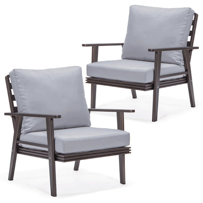 Walbrooke Modern Brown Patio Arm Chair, Set of 2 - Elax Furniture