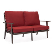 Walbrooke Modern Outdoor Patio Loveseat with Brown Aluminum Frame and Removable Cushions - Elax Furniture