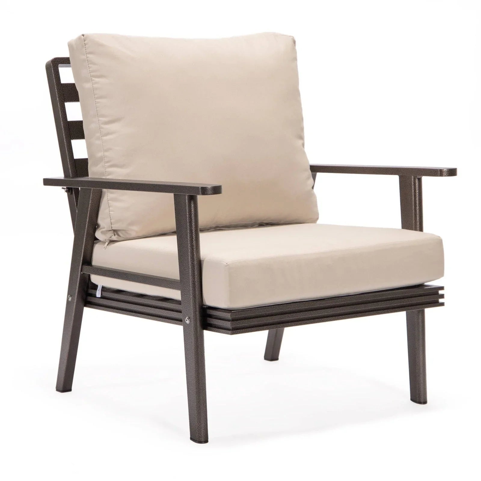 Walbrooke Modern 3-Piece Outdoor Patio Set with Brown Aluminum Frame and Removable Cushions Loveseat and Set of 2 Armchairs - Elax Furniture