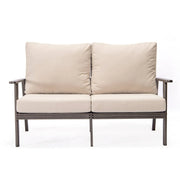 Walbrooke Modern 3-Piece Outdoor Patio Set with Brown Aluminum Frame and Removable Cushions Loveseat and Set of 2 Armchairs - Elax Furniture