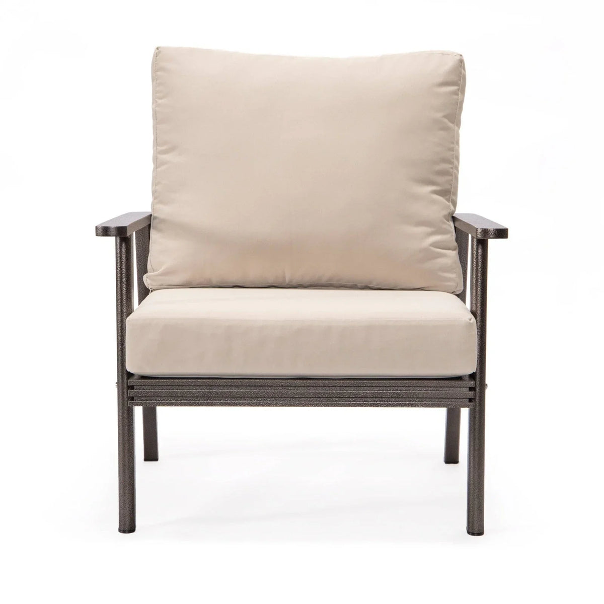 Walbrooke Modern 3-Piece Outdoor Patio Set with Brown Aluminum Frame and Removable Cushions Loveseat and Set of 2 Armchairs - Elax Furniture