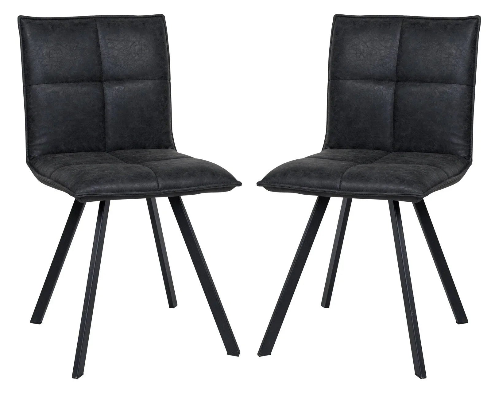 Wesley Modern Leather Dining Chair With Metal Legs Set of 2 - Elax Furniture
