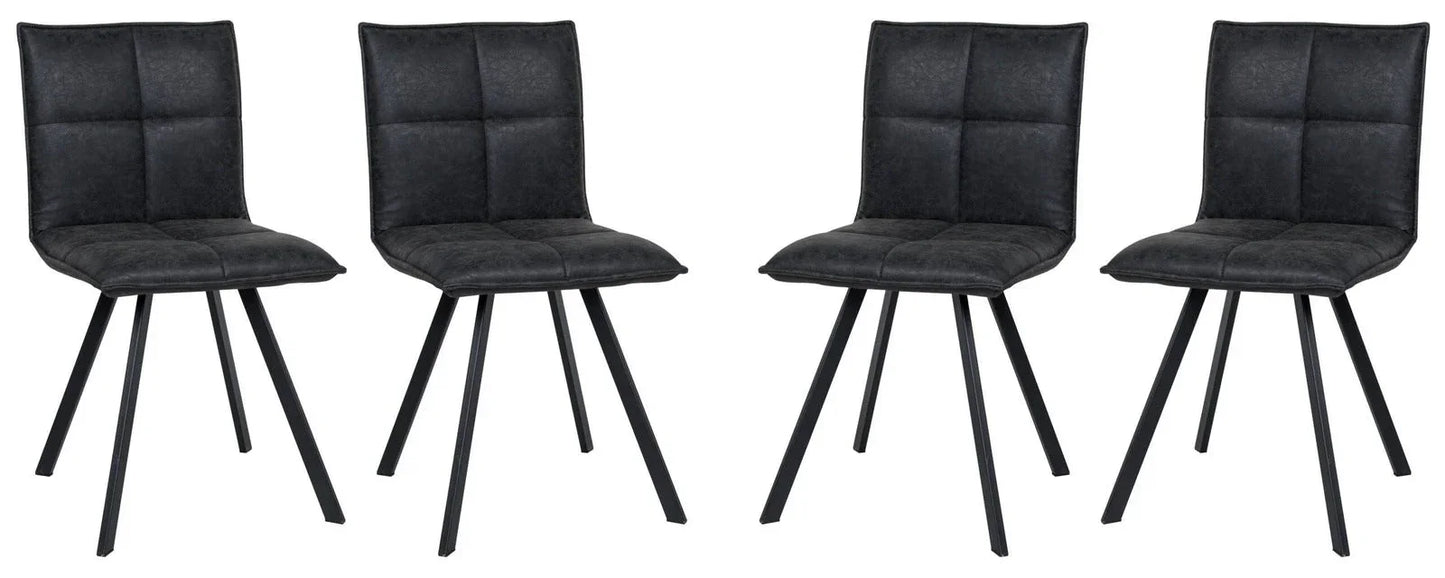 Wesley Modern Leather Dining Chair With Metal Legs Set of 4 - Elax Furniture