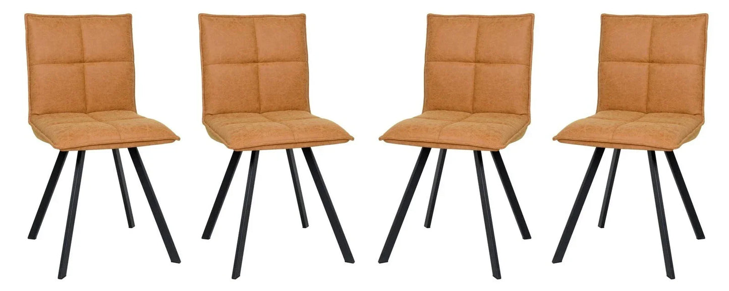 Wesley Modern Leather Dining Chair With Metal Legs Set of 4 - Elax Furniture