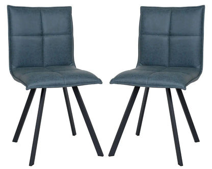 Wesley Modern Leather Dining Chair With Metal Legs Set of 2 - Elax Furniture