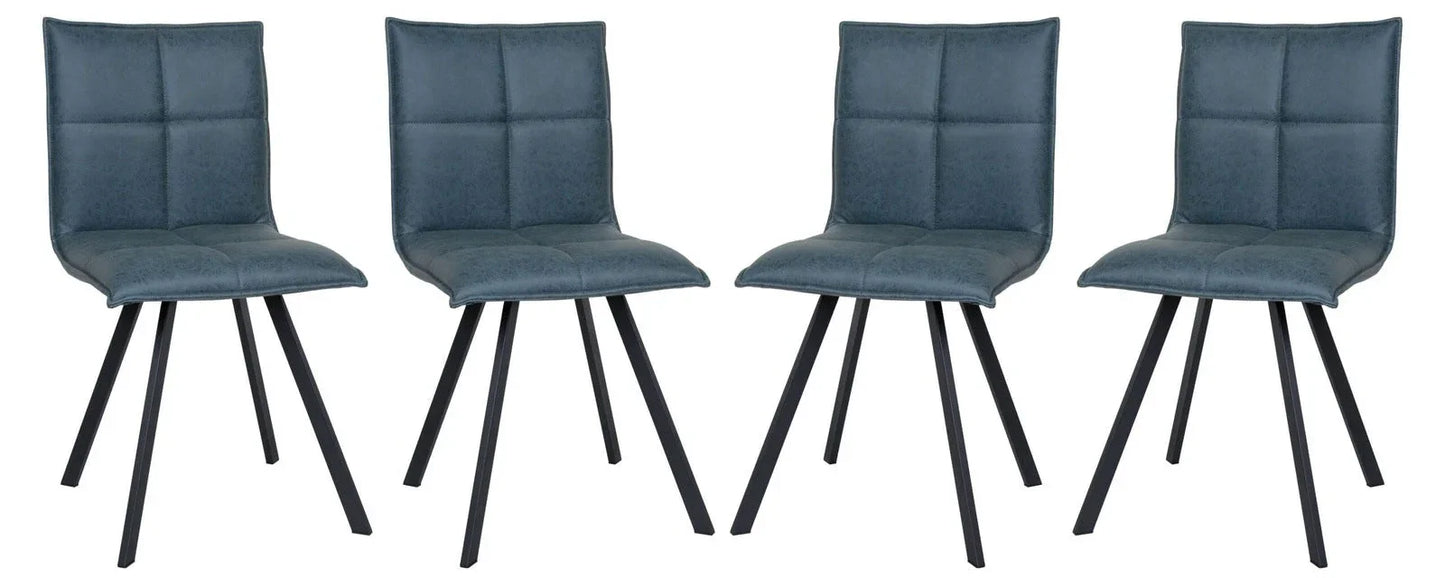 Wesley Modern Leather Dining Chair With Metal Legs Set of 4 - Elax Furniture