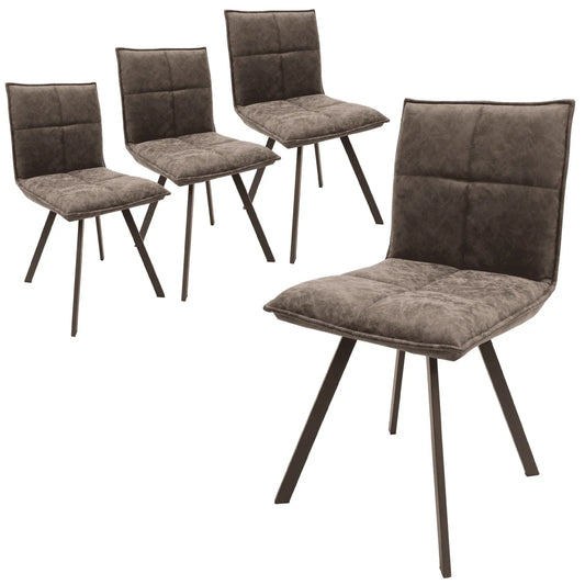 Wesley Modern Leather Dining Chair With Metal Legs Set of 4 - Elax Furniture