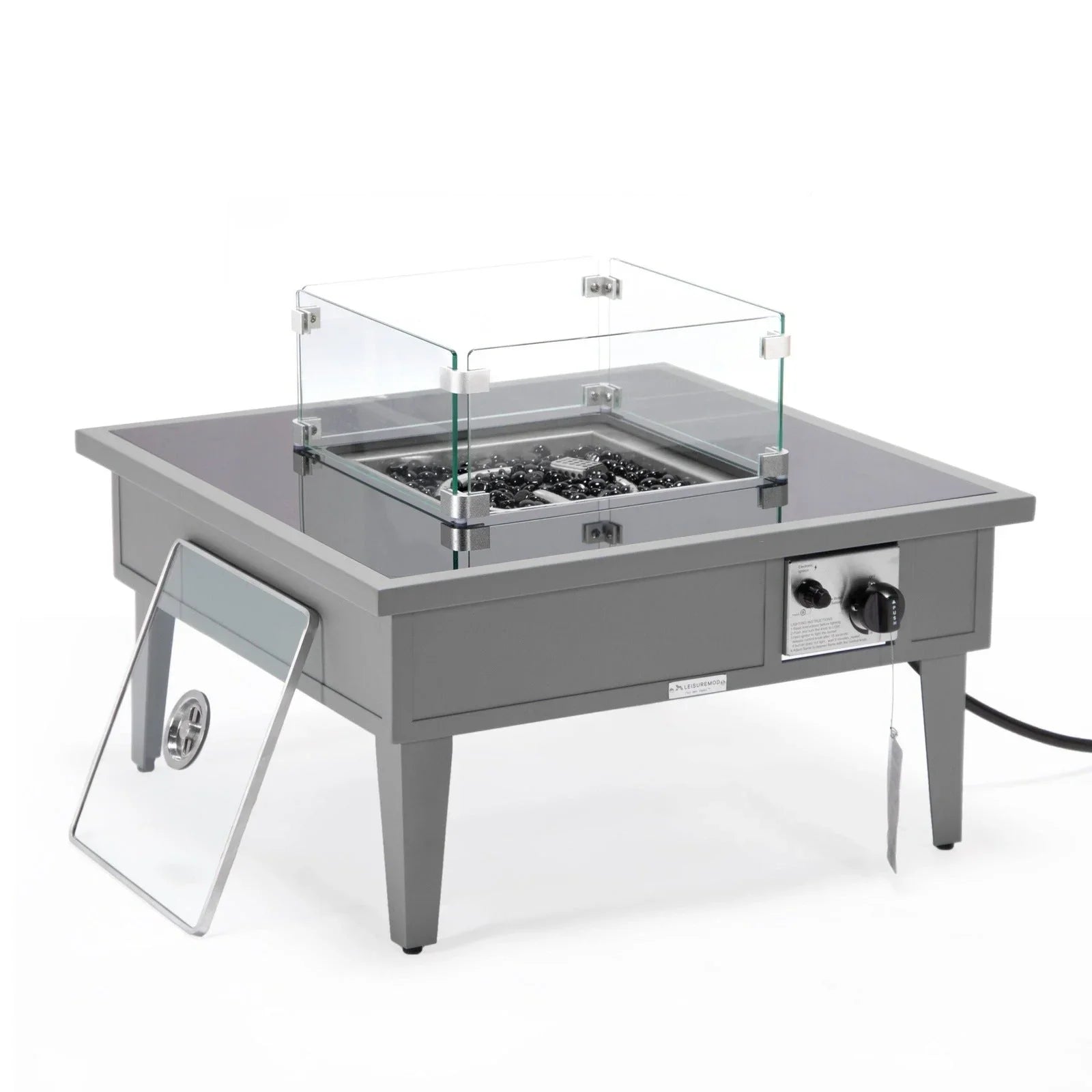 Walbrooke Modern Outdoor Square Fire Pit Table with Powder-Coated Aliuminum Frame - Elax Furniture