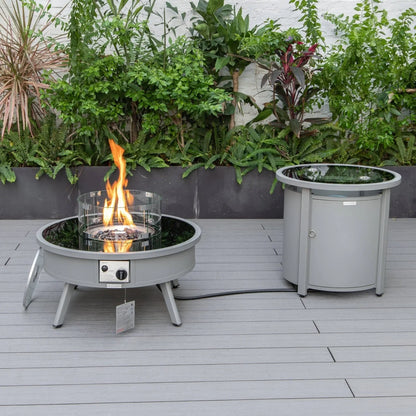 Walbrooke Outdoor Patio Round Fire Pit and Tank Holder - Elax Furniture